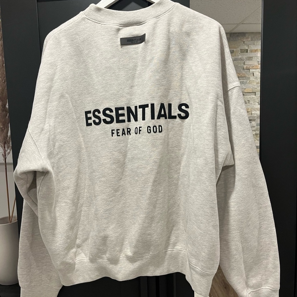 Essentials Fear of God Crewneck Sweatshirt - Light Gray with Black Logo